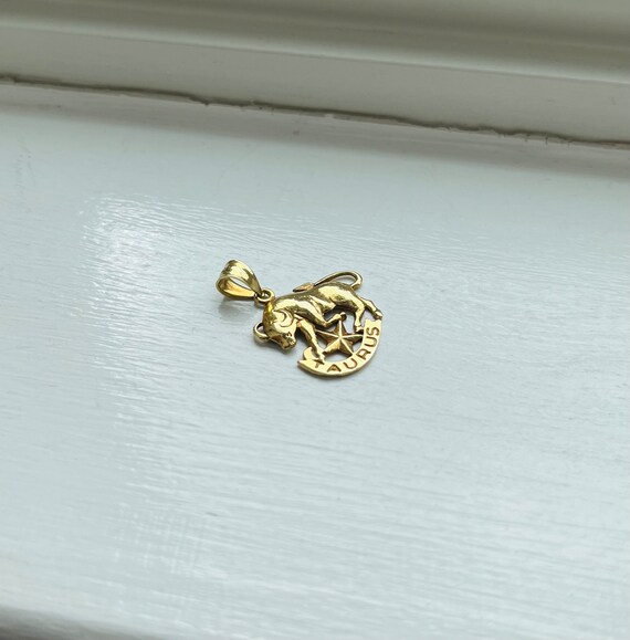 Vintage 14k Gold Taurus Bill Zodiac Pendant - image 2