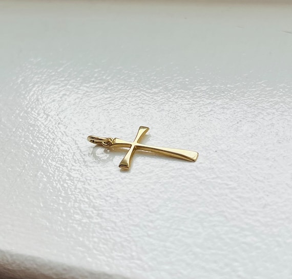 Vintage 14k Gold Cross Charm Pendant - image 3