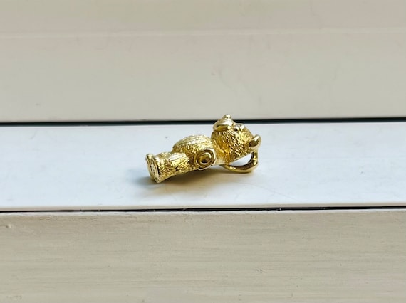 Vintage 14k Gold Teddy Bear Charm Pendant with Di… - image 7