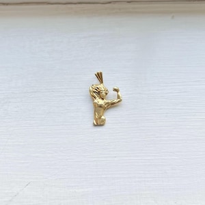 Vintage 14k Yellow Gold ‘80’s Lady Bodybuilder Pendant by Michael Anthony