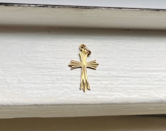 Vintage 14k Gold Engine Turned Design Vintage Cross Charm Pendant - Etsy