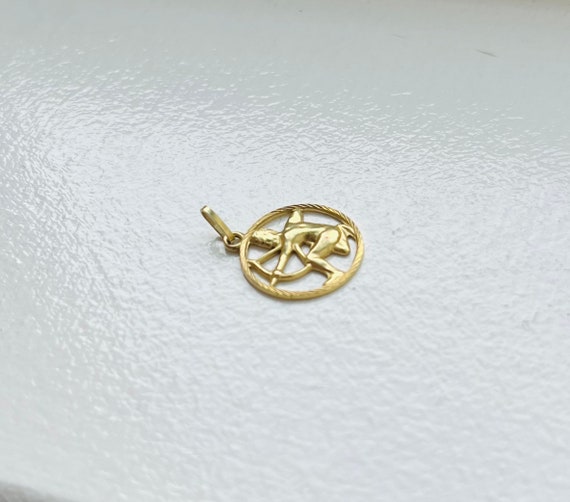 Vintage 14k Gold Mini Capricorn Zodiac Charm Pend… - image 2