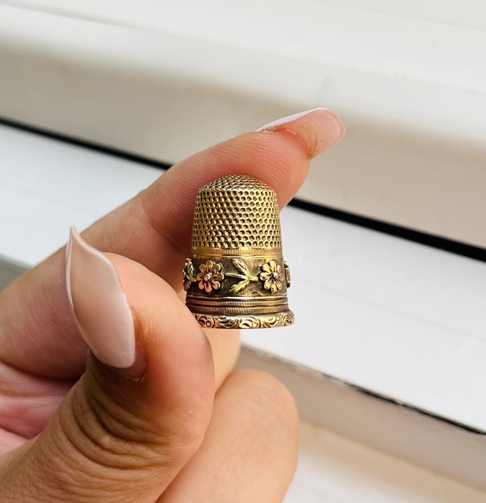 アンティーク エナメルシンブル 指ぬき Antique 14k Gold