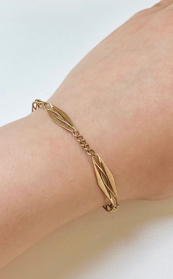 Antique 14k Yellow Gold Station-link Style Bracele