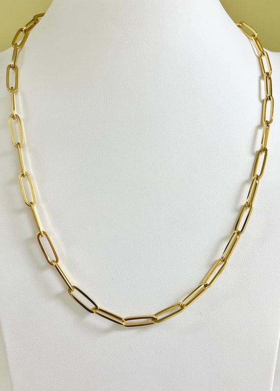 Vintage 14k Gold Solid Paperclip Link Chain