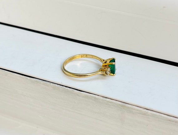Vintage 14k Gold Emerald & Diamonds Ring - image 7