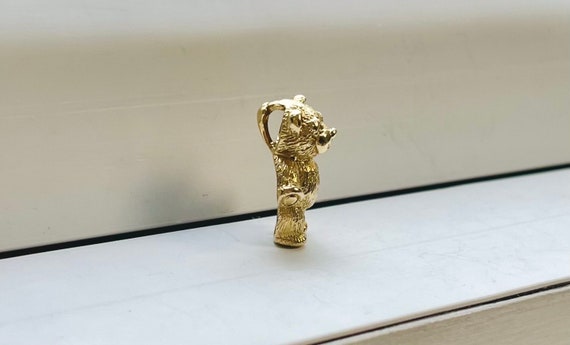 Vintage 14k Gold Teddy Bear Charm Pendant with Di… - image 8