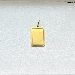 Vintage 18k Yellow Gold Blank Tag Rectangular Pendant