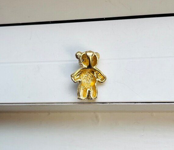 Vintage 14k Gold Teddy Bear Charm Pendant with Di… - image 10