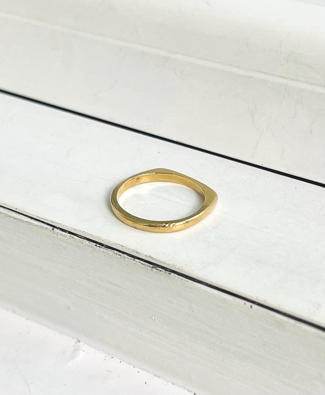 Square Stackable Rings Vintage 14k Yellow Gold Geometric Square Stacking Band Ring - Etsy