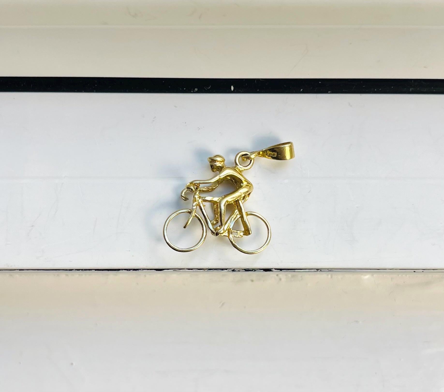 Vintage 14k Yellow Gold Cyclist Pendant Charm - Etsy