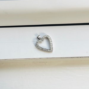 Vintage 14k White Gold Diamonds Heart Pendant