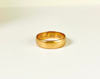 Antique Victorian 14k Gold Band c.1890 With Hand Inscriptions
