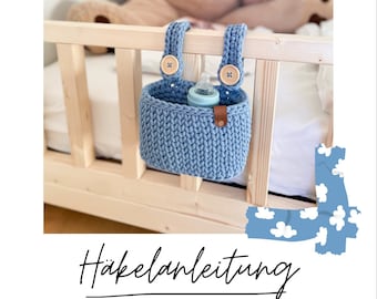 DIY Anleitung Hängekörbchen, Geschenk, Häkel Anleitung, Geschenk selbermachen, PDF Häkelanleitung für Babybett Organizer, Geschenke häkeln