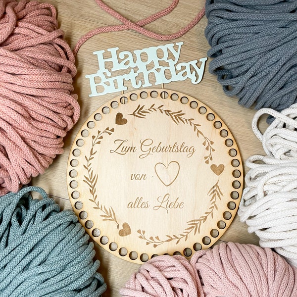 Crochet Wooden Base for a Crochet Basket Engraved Personalized Birthday Gift Birch Wood