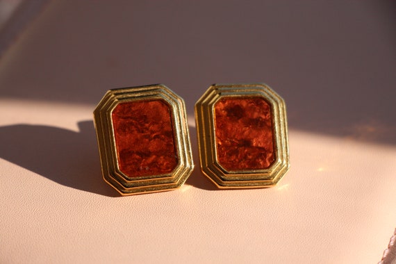 Lovely Vintage Earrings Gold and Brown - image 2