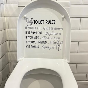 Toilet Seat Sticker/Decal - Toilet Rules