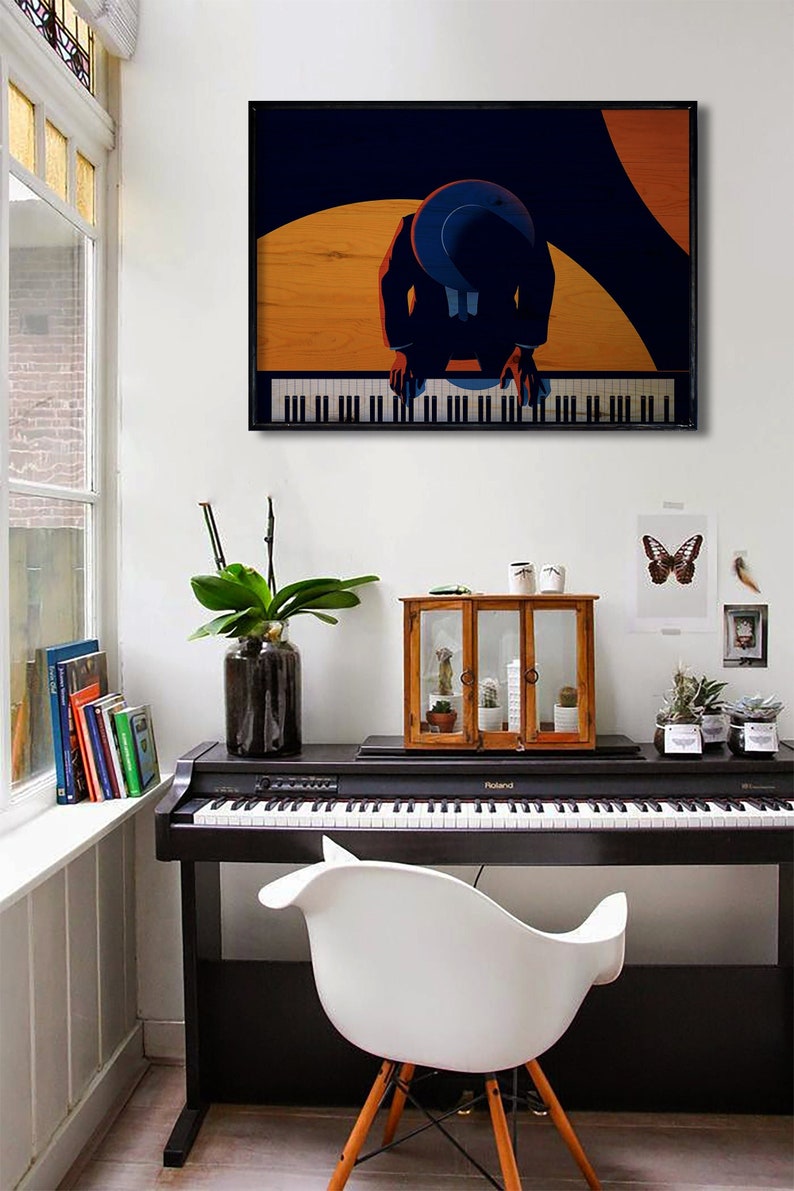 Pianist Wooden Tableau Wall Painting Wood Wall Art Wood Etsy