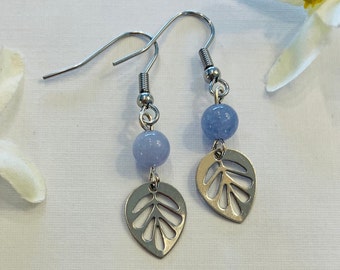 Aquamarine Leaf Earrings