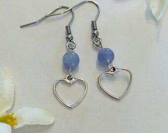 Aquamarine Heart Earrings