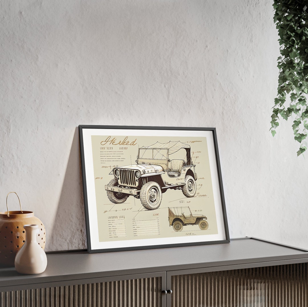 Willys Jeep Wall Art, Printable Jeep, Vintage Neutral Jeep Print , War, Jeep Design, Willys MB ...