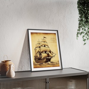 Vintage Neutral Sailing Ship Print, Printale Warship, Beach House, Wall Art, Sailing Ship Painting, Coastal Home, INSTANT DOWNLOAD