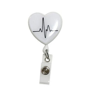 Heart Shape ECG Retractable Badge Reel with Swivel Spring Clip