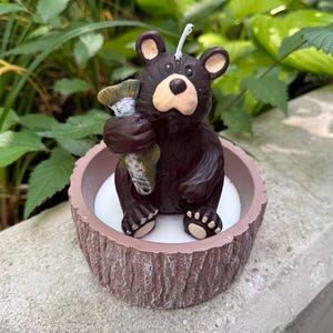 Black Bear Campfire Scented Soy Candle, Luxury Handmade Camping Candle, Fireplace Candle, Fall Candle, Winter Candle, Housewarming Gift