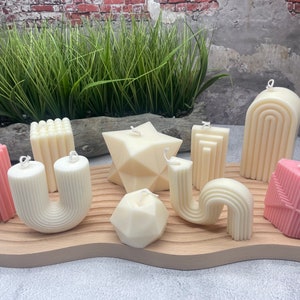 Homemade Art Style Geometric Candle, Pillar Soy Wax Candle,  Minimalist Decorative Candle, Aesthetic Candle, Housewarming Gift, Gift for Her