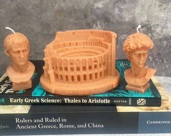 Roman Colosseum Sculptural Candle and Roman Figurines Set, Handmade Soy Candle, Aesthetic Candle, Antique Art Style