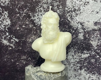 Customized Zeus Statue Large Bust Candle, Zeus Head, Greek Sculpture, Art Style Sculptural Candle, Soy Candle, Greek Mythology, Antiquity