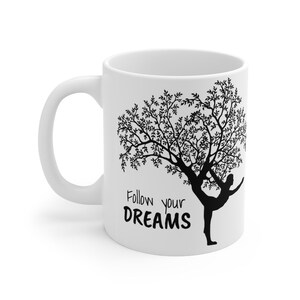 Tazza in ceramica Follow your Dreams da 11 once, tazza con citazioni ispiratrici, regalo motivazionale per lei e lui