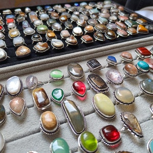 Multi Gemstone Mixed Rings Wholesale Lot, 925 Sterling Silver Plated Rings, Handmade Jewelry Ring, Minimalist Ring Lot, Bulk Ring, Jewelry image 10