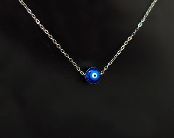 Turkish Evil Eye Charm Pendant, Sterling Silver Plated Friendship Jewelry, Trendy Best Friend Gift, Handmade Evil Eye Charm Necklace, Gift