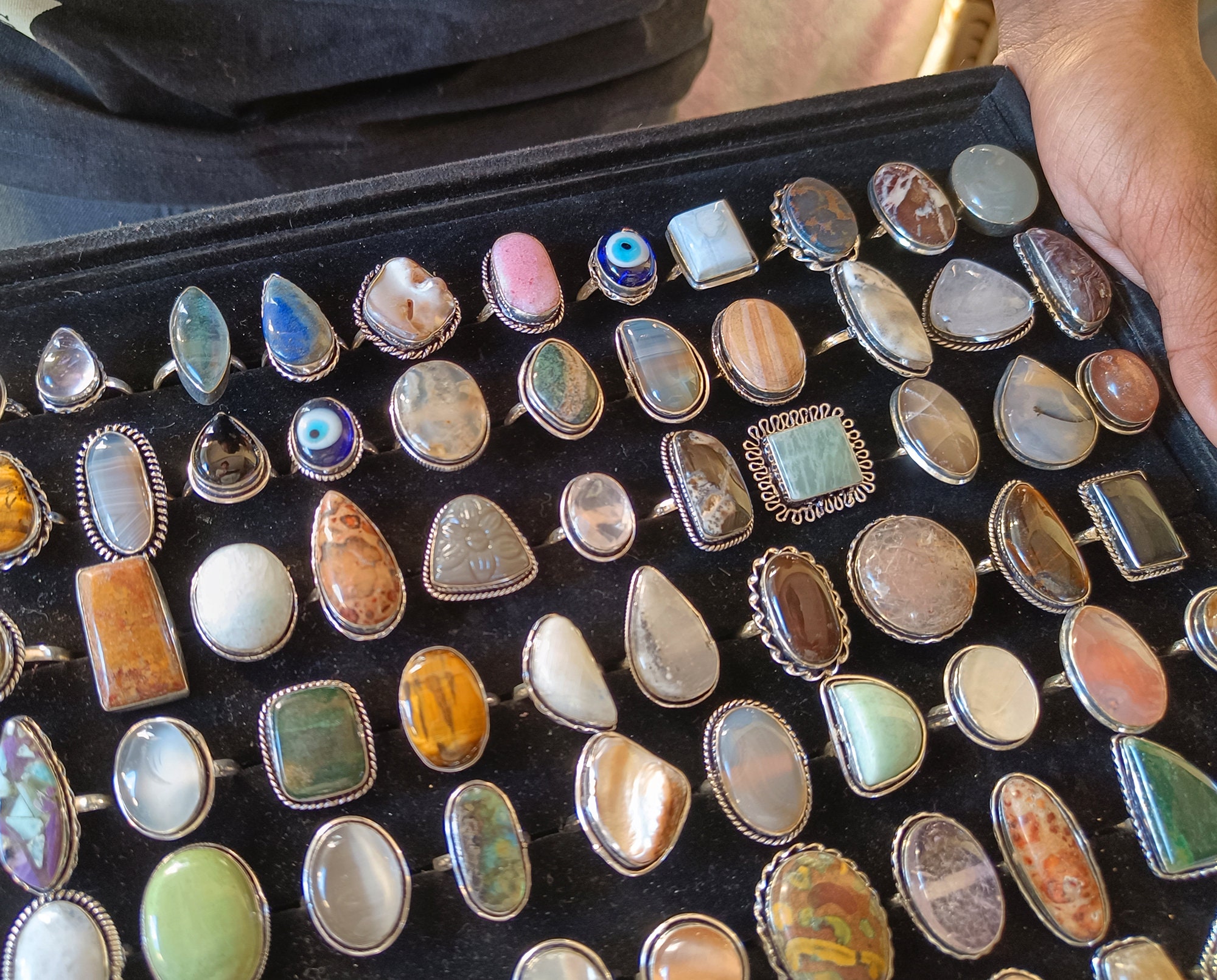 1Pc Multi Gemstone Rings, 925 Sterling Silver Rings, Assorted Natural Gemstone Rings, Wholesale Ring Lot, Handmade Rings, Chunky Rings
