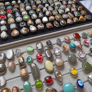 Multi Gemstone Mixed Rings Wholesale Lot, 925 Sterling Silver Plated Rings, Handmade Jewelry Ring, Minimalist Ring Lot, Bulk Ring, Jewelry image 5