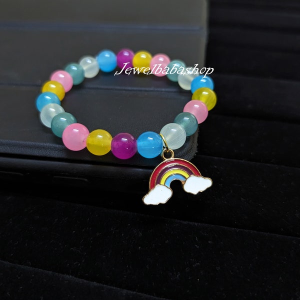 Gorgeous rainbow charm bracelet, Colorful Gift • Easter Gift, Beaded bracelets for women, boho bracelet friendship bracelet, gift for her