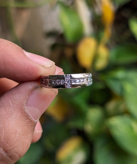 Silver Plated American Diamond Ring: Adjustable Promise Ring