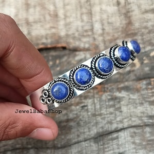 Natural Lapis Lazuli Bangle, Silver Plated Women Jewelry, Gemstone Bangle, Cuff Bangle, Unique Bangle, Stylish Bangle, Valentine Day Gift