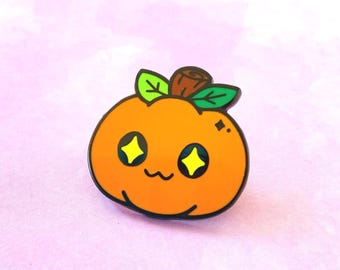 Cute Pumpkin Enamel Pin | Black Nickel Halloween Pin