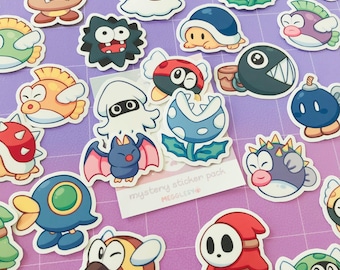 Mario Baddies Mystery Sticker Pack || 1 Pack Contains 9 Glossy Vinyl 1.5" Stickers || Waterproof