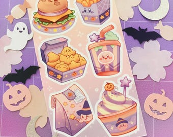 Kirby Halloween Fast Food || 3" x 5.5" Vinyl Sticker Sheet