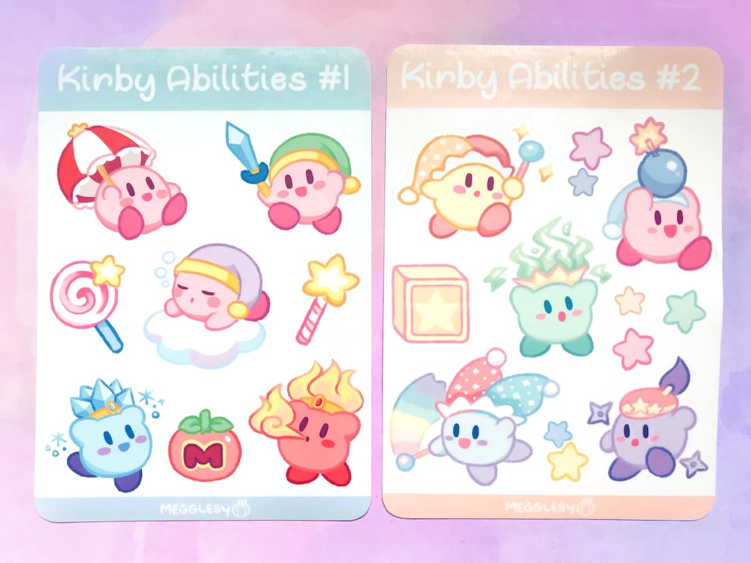 Kirby Abilities A6 Vinyl Sticker Sheet - Etsy
