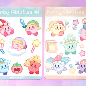Kirby Abilities || A6 Vinyl Sticker Sheet