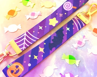 Halloween Fabric Lanyard Wristlet | Kawaii Key Holder