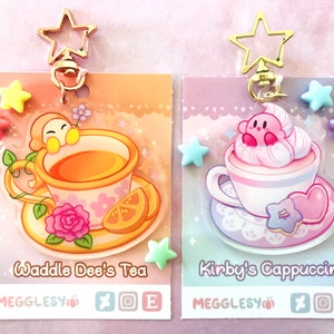 Kirby Cappuccino + Waddle Dee Citrus Tea || 2.5" Double Sided Acrylic Charms