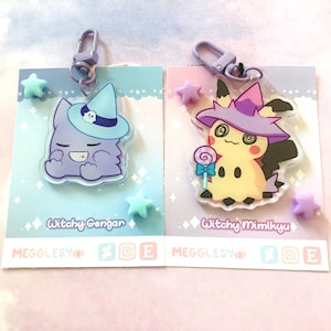 Gengar + Mimikyu || 2 + 2.5&quot; Double Sided Acrylic Charms