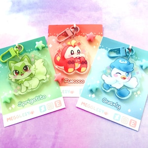 CLEARANCE / LAST CHANCE || Sprigatito Fuecoco Quaxly || 2&quot; Double Sided Acrylic Keychains || Gen 9 Grass Fire Water Starters Charms