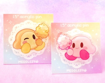 Kirby + Waddle Dee Acrylic Pin || Cotton Candy Kawaii Lapel Pin (1.5")