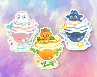 Pumpkin, Ghost, Bat Gelato Stickers | Holographic Star Waterproof
